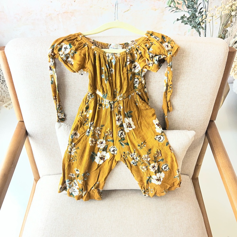 Mustard Floral Kids Romper